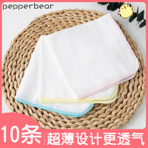 Ultra-thin 10 baby saliva towels newborn baby gauze towel pure cotton small square towel thin face towel gauze handkerchief