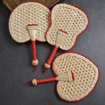 Old-fashioned Da Pu fan summer fan Portable childrens baby wheat straw grass hand-woven edging mosquito repellent small banana fan