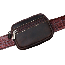 Belt wallet mans head layer of cow leather wearing leather strap pocket mini zero wallet genuine leather small card bag containing bag key bag