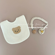 miniheeee Korea ins Bear newborn baby cotton saliva towel bib eating bib baby anti-vomiting milk