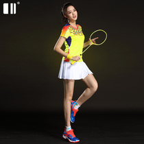 (Quick-drying type)Single and double badminton suit Womens suit Quick-drying short sleeve slim tennis culottes Tennis suit suit