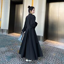 Korean version of super long windbreaker dress womens ankle loose 2023 new spring and autumn tall casual coat