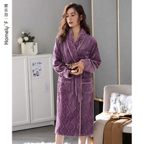 Pajamas ladies nightgown autumn winter coral velvet padded velvet long flannel home clothing winter