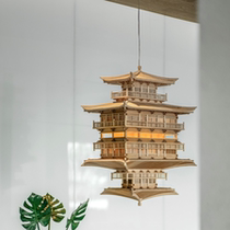 Japanese new Chinese style Jinkakuji ancient building model finished mortise and tenon handmade solid wood mirror wooden sales office ornaments