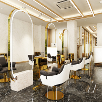 Net Red Barber shop mirror hair salon special with LED light hair salon floor mirror single-sided photo studio makeup