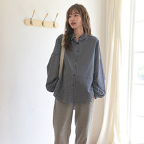 Pregnant women shirt autumn 2021 Spring and Autumn New Korean fashion loose size long sleeve tide mother plaid top