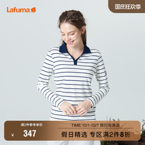 LAFUMA Leify leaf outdoor new spring summer fashion stripes small V lapel collar women long sleeve T-shirt LFTS1AL26