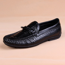 2021 Autumn New Bean shoes a pedal mens shoes Joker British real leather shoes trend lazy people soft bottom driving shoes