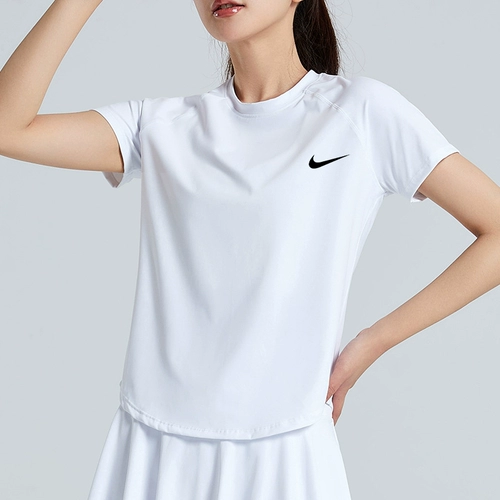 Nike, спортивный бюстгальтер-топ, быстросохнущая футболка, одежда для йоги, большой размер, свободный крой, короткий рукав, для бега
