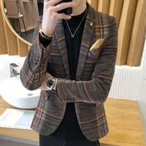 Chao brand Korean slim thin woolen small suit men 2021 autumn and winter new mens handsome casual wool jacket