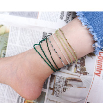Niche design original slim small anklet Tianheshi zircon Shell natural powder purple white yellow green crystal foot rope female