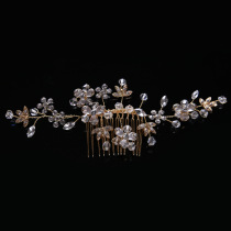 European bridal hair comb golden rhinestone bridal dress accessories bridal handmade headdress exquisite retro Joker lady