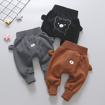 Baby autumn and winter pants 2021 new winter boys plus velvet big pp female baby trousers childrens foreign style childrens clothing
