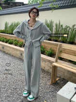 Salt loose sportswear suit women's spring and autumn new net red foreign gas gray vests fashion two-piece student tide