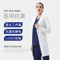White coat long-sleeved doctor nurse overalls womens short-sleeved thin summer experimental clothes student chemistry pure cotton slim-fit