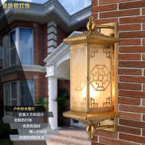 Solar outdoor wall lamp all copper new Chinese corridor aisle waterproof Sun table lamp outdoor Gate Villa courtyard lamp
