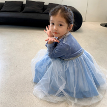 Yangmei childrens clothing autumn and winter 2021 new girls Aisha dress baby Foreign style Aisha princess yarn skirt