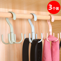 Three sets of rotatable four-claw hanger towel rack multifunctional silk scarf adhesive hook belt wardrobe hanging plastic hanging clothes