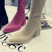  Custom high-end BOTH leather Ouyang Nana the same Chelsea booties thick-soled muffin womens boots winter side zipper