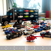 Alloy Small Car Toy Special Police Car Children Engineering Fire Truck Back Force Large Container Truck Boy Model Suit