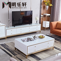 Post-modern ins Wind light luxury TV cabinet coffee table simple creative living room light luxury coffee table TV cabinet combination set