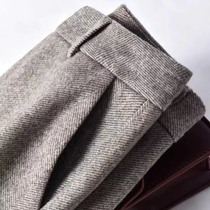 Chao Brand 2021 Autumn and Winter Suit Pants Thickened Woolen Harlan Pants Herringbone Pattern Small Feet High Waist Skinny Radish Pants
