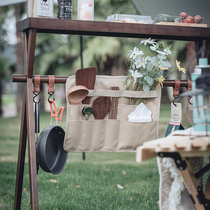Outdoor picnic tableware storage bag portable camping barbecue picnic cookware set kitchen utensils storage hanging bag