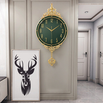 European-style living room mute wall clock light luxury gilded swing watch home personality decoration wall clock creative quartz clock