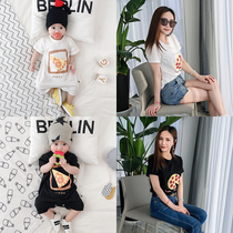 Baby womens summer clothes parent-child Mens baby short-sleeved one-piece clothes mothers T-shirt thin female womens clothing