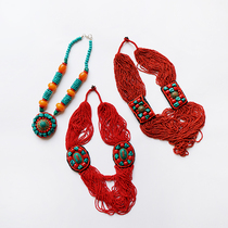 Tibetan jewelry Tibetan jewelry Nepalese necklace Tibetan female glaze imitation deleted Hu Pine stone beeswax