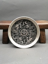 Antique made of old bronze ware with silver disc reliefs of the world Taiping Longfeng Feng presents a small plate of small plate ashtrays