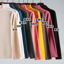 Autumn and winter New cationic velvet base shirt thermostatic thin velvet thickened semi-high neck T-shirt women long sleeve warm top