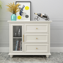 Light luxury American all solid wood sideboard white modern minimalist locker home living room wall kitchen cupboard