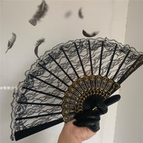 Monster girl ins retro dark abstinence Department hollow lace fan photo props Gothic wind