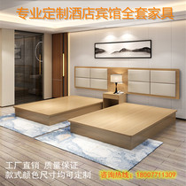 Factory direct sales Hotel bed Hotel furniture Single room Standard room Suite apartment nightstand TV cabinet Bed full set of customization