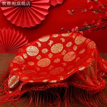 Bride red hijab wedding Chinese style Xiuhe new high-end lace translucent red mesh Phoenix cover head Hipa