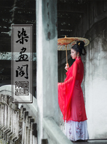 (Dyeing Painting Pavilion) Original Design Ming Large Series Spot Red Yan Zi Vertical Collar Shirt Dress