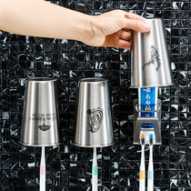 304 stainless steel toothbrush holder Punch-free toilet mouthwash cup holder Tooth cup wall-mounted electric tooth cylinder shelf