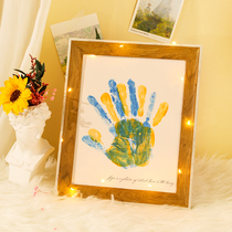 diy couple handprint photo frame gift press palm print oil painting commemorative press ink pad color paint handmade homemade