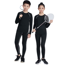 Childrens badminton suit set mens and womens table tennis clothing tennis tight long sleeve bottoming quick-drying clothes running sportswear
