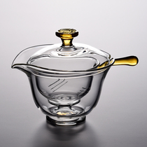 Thickened heat-resistant Sansai glass cover bowl with filter Kung Fu tea set Japanese-style tea cup Household small tea bowl