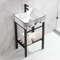 Floor-standing wash basin integrated ceramic basin small apartment balcony toilet washbasin stainless steel bracket column Basin
