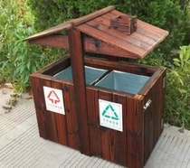 Custom-made outdoor anticorrosive wooden box carbonized wooden barrel landscape scenic spot leather box park creative barrel