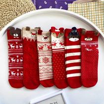 Year red socks nv duan wa New Year Tiger year Chinese New Year festive socks ox family of four