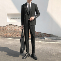  Korean version of the double-breasted suit suit male slim-fit trend casual business formal wedding British handsome small suit male