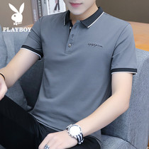 Playboy short sleeve t-shirt mens summer embroidered half sleeve top dress Mens casual lapel business polo shirt