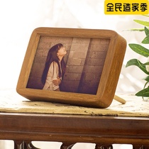 Back printing solid wood rounded picture frame teak exquisite table gift wash photo made into photo frame DIY small ornaments