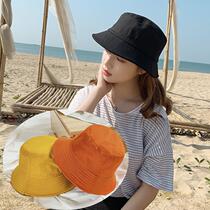 Female Spring Summer Han Edition Fashion One-sided Wear Fishing Cap Casual Day Ensemble Pure Color Art Shade Sunscreen Sunscreen Cotton Hat