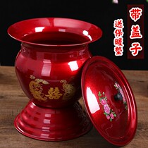 Stainless steel old wedding with lid home night bucket thickened high foot enamel adult bucket spittoon sitting k