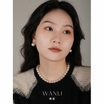Banri fever blogger with the same pearl ear nail woman 925 silver ear needle temperament retro earrings Schhome bulb earrings